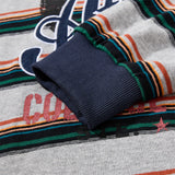 DAXUEN grey oversized striped polo shirt with distressed '65' graphic