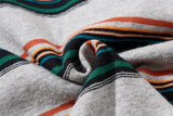 DAXUEN grey oversized striped polo shirt with distressed '65' graphic