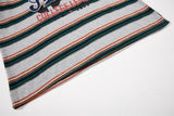 DAXUEN grey oversized striped polo shirt with distressed '65' graphic