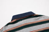 DAXUEN grey oversized striped polo shirt with distressed '65' graphic