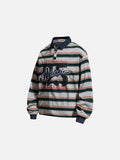 Distressed '65' Graphic Striped Polo Shirt