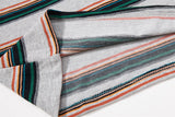 DAXUEN grey oversized striped polo shirt with distressed '65' graphic