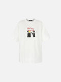 DAXUEN black oversized distressed abstract starburst graphic tee