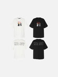 DAXUEN black oversized distressed abstract starburst graphic tee