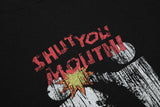DAXUEN black oversized distressed abstract starburst graphic tee