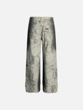 DAXUEN washed grey wide-leg trousers with distressed abstract print