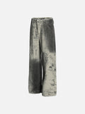 DAXUEN washed grey wide-leg trousers with distressed abstract print