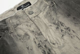 DAXUEN washed grey wide-leg trousers with distressed abstract print