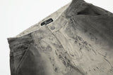 DAXUEN washed grey wide-leg trousers with distressed abstract print