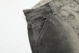 DAXUEN washed grey wide-leg trousers with distressed abstract print