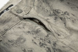 DAXUEN washed grey wide-leg trousers with distressed abstract print