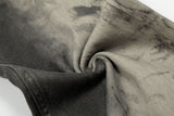 DAXUEN washed grey wide-leg trousers with distressed abstract print