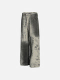 DAXUEN washed grey wide-leg trousers with distressed abstract print