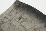 DAXUEN washed grey wide-leg trousers with distressed abstract print