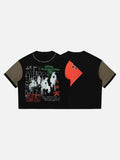 DAXUEN black oversized t-shirt with distressed alphanumeric graphic