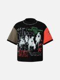 DAXUEN black oversized t-shirt with distressed alphanumeric graphic