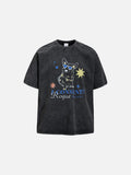 DAXUEN black oversized distressed animal graphic tee