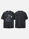 DAXUEN black oversized distressed animal graphic tee