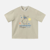 DAXUEN black oversized distressed animal graphic tee