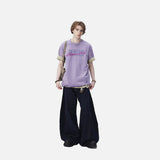 DAXUEN faded light purple oversized 'ANM' graphic tee