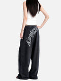 DAXUEN washed black wide-leg sweatpants with distressed back graphic