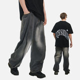 DAXUEN Distressed baggy wide-leg jeans in dark grey denim
