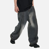 DAXUEN Distressed baggy wide-leg jeans in dark grey denim