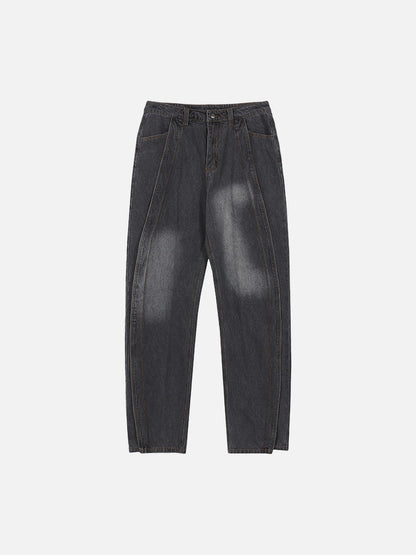 DAXUEN Distressed baggy wide-leg jeans in dark grey denim