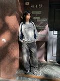 DAXUEN Distressed baggy wide-leg jeans in dark grey denim