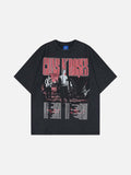DAXUEN Distressed oversized T-shirt with band graphic