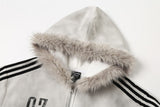 DAXUEN distressed black and white hooded jacket