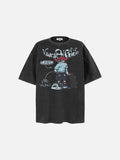 DAXUEN washed black oversized demon graphic t-shirt