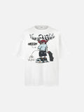 DAXUEN washed black oversized demon graphic t-shirt