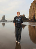 DAXUEN washed black oversized demon graphic t-shirt — model photo