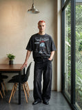DAXUEN washed black oversized demon graphic t-shirt — model photo