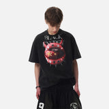 DAXUEN Black oversized T-shirt with distressed graphics