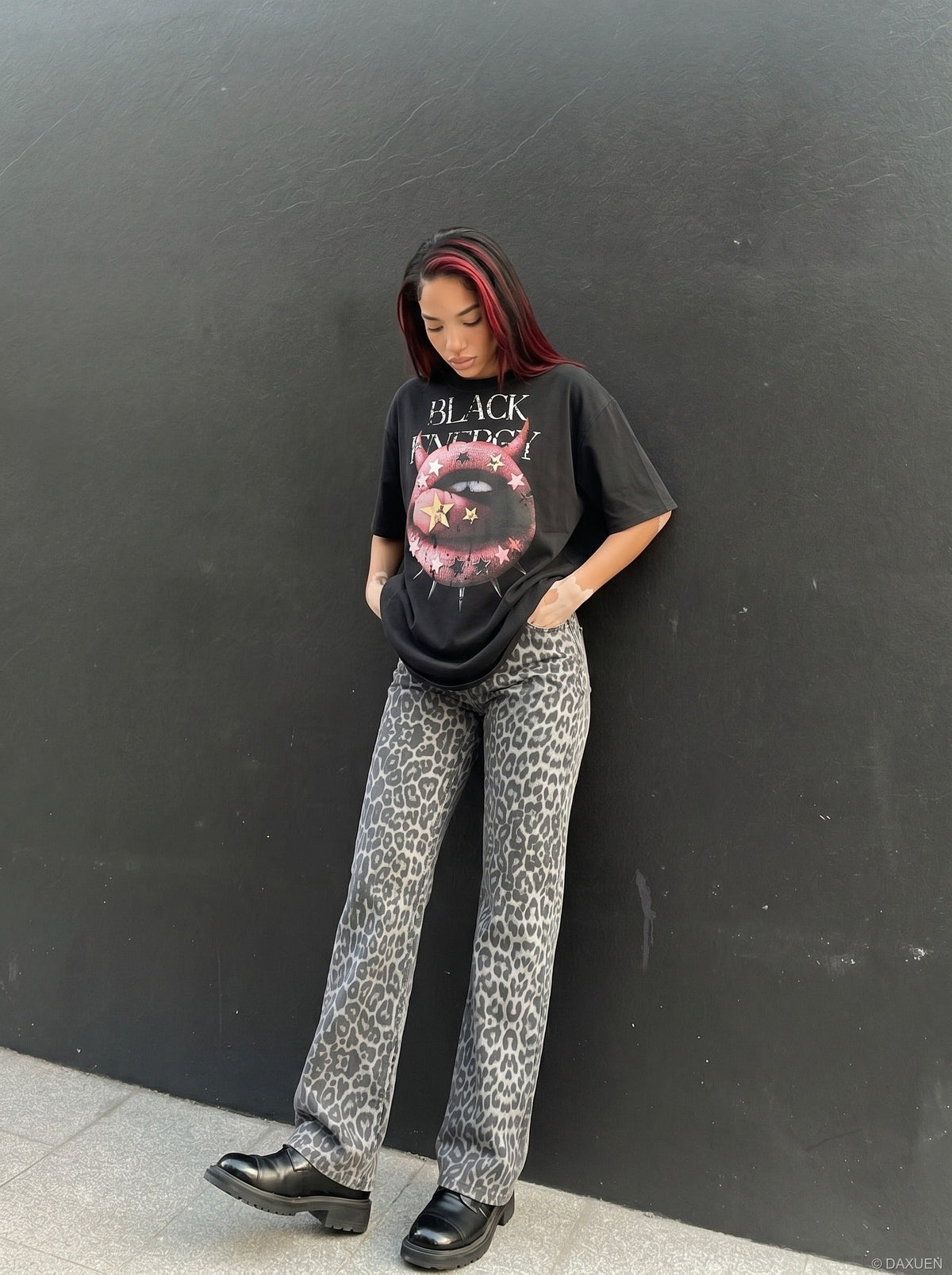 DAXUEN Distressed Black Energy T-Shirt | DAXUEN — model photo