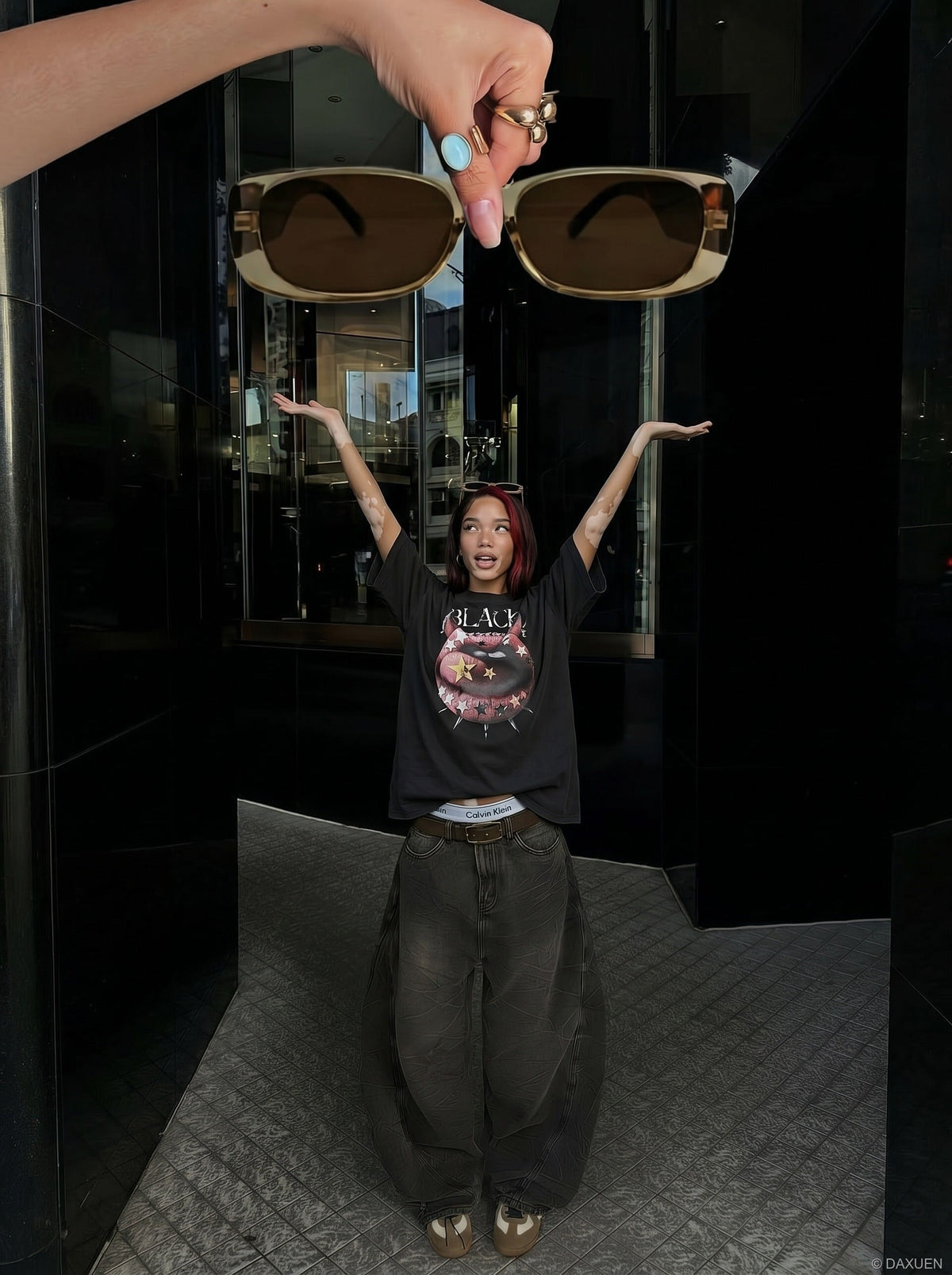 DAXUEN Distressed Black Energy T-Shirt | DAXUEN — model photo