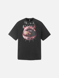 DAXUEN Black oversized T-shirt with distressed graphics