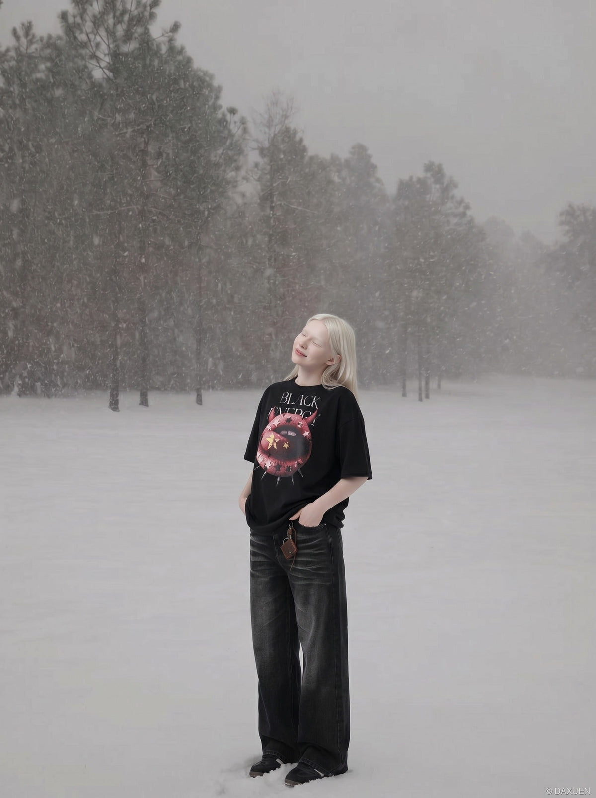 DAXUEN Distressed Black Energy T-Shirt | DAXUEN — model photo