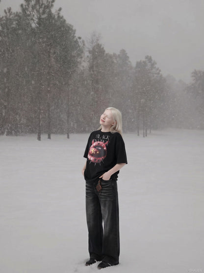 DAXUEN Distressed Black Energy T-Shirt | DAXUEN — model photo