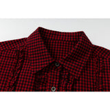 DAXUEN red and black gingham distressed graphic shirt