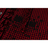 DAXUEN red and black gingham distressed graphic shirt