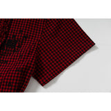DAXUEN red and black gingham distressed graphic shirt