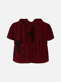 DAXUEN red and black gingham distressed graphic shirt