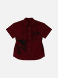 DAXUEN red and black gingham distressed graphic shirt