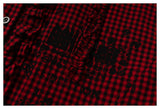 DAXUEN red and black gingham distressed graphic shirt