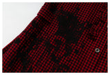 DAXUEN red and black gingham distressed graphic shirt