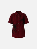 Distressed Black Graphic Red Gingham Shirt