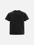 DAXUEN Black short-sleeved t-shirt with distressed text and graphics